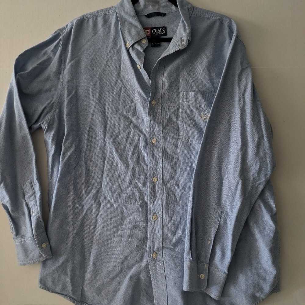 Chaps Ralph Lauren Chambray Denim Button Down Shirt Men's XL 100% Cotton